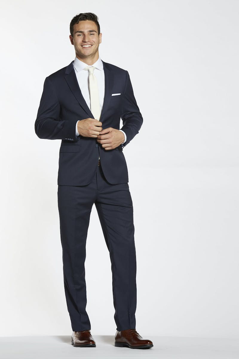 Navy Wedding Suit with Brown Shoes